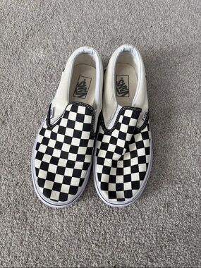 Vans Checkerboard Slip-On Sneakers - Black & White Canvas